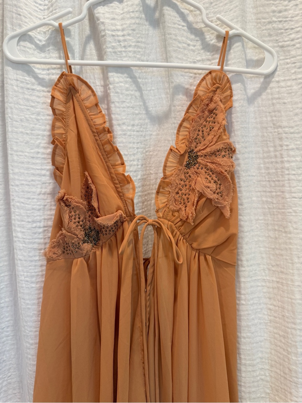 Free People Harlow Embellished Maxi Top High Low Dress - Orange - Size XL - Picture 3 of 13